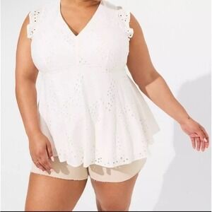 Torrid White Eyelet Blouse